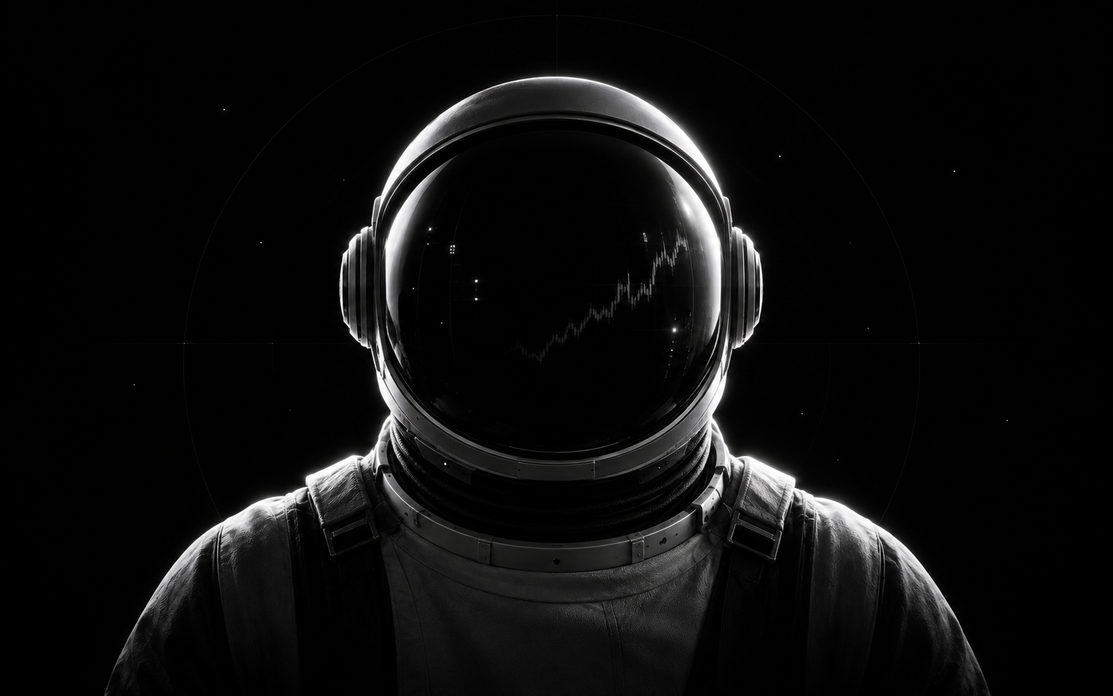 Trader helmet reflecting market telemetry